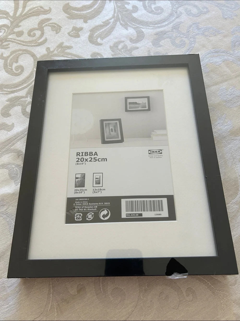 IKEA RIBBA Black Photo Frame with White Mat